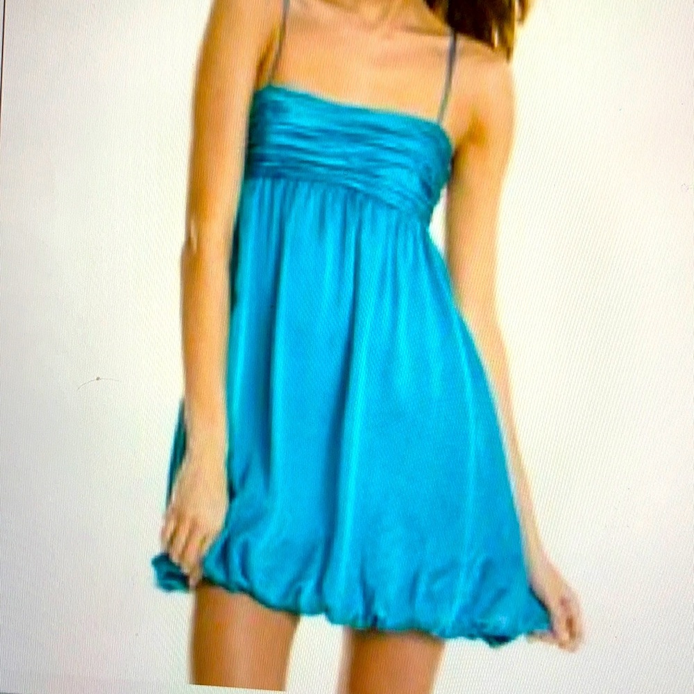 Armani Exchange Silk Bubble Dress Turquoise